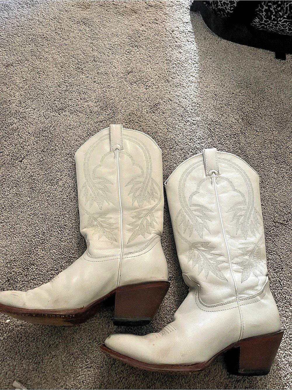 Western Embroidered Cowboy Boots Western Leather Boots White US 9 B